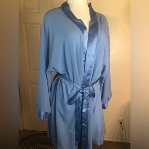 Light blue satin trimmed chiffon robe